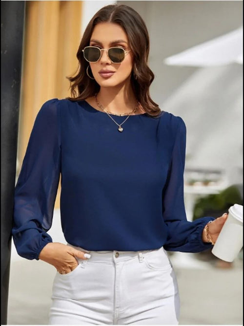 Blouse à Manches Semi-Transparentes Selvane