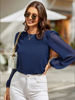 Blouse à Manches Semi-Transparentes Selvane - Marine / 34