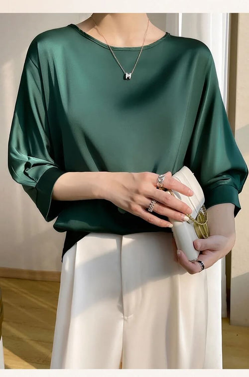 Blouse Satinée à Encolure Bateau Cosette