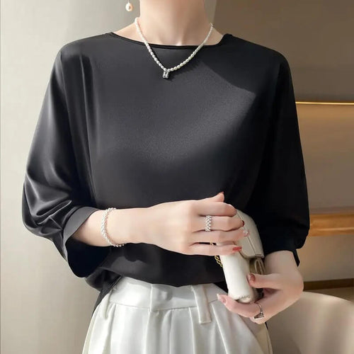 Blouse Satinée à Encolure Bateau Cosette - Noir / 34
