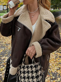 Blouson aviateur oversize doublé sherpa Calyra - Marron / 34