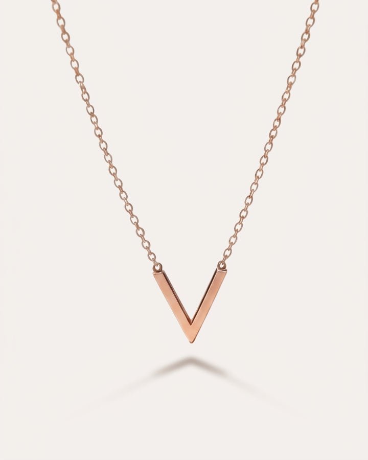 Selene V Pendant Necklace Rose Gold - Onyxelle