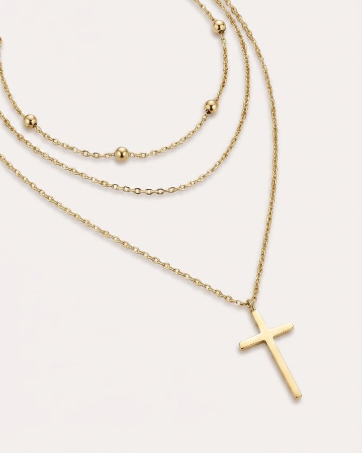 Elara Cross Layered Necklace - Onyxelle
