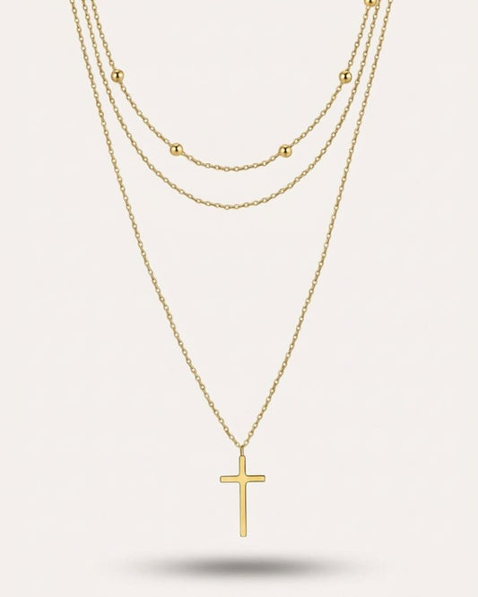Elara Cross Layered Necklace - Onyxelle