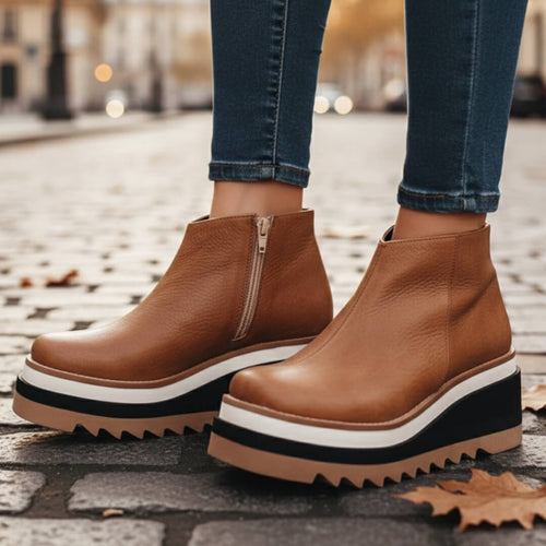 Bottines compensées à semelle crantée Lyanna - Brun / 35