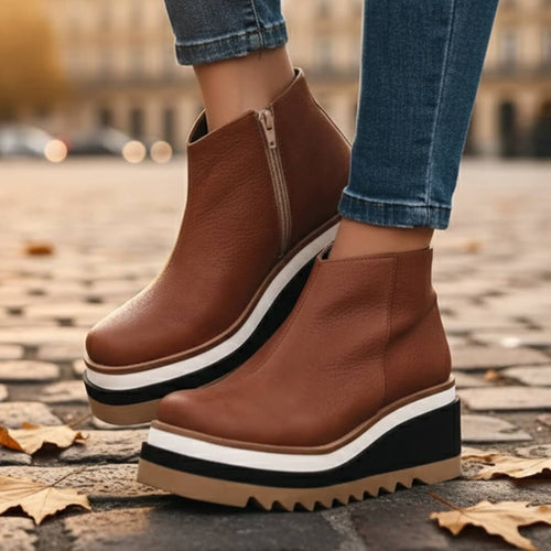 Bottines compensées à semelle crantée Lyanna - Marron / 35