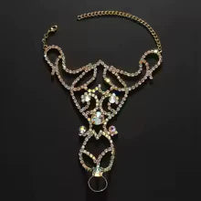 Bracelet de Main et Bague en Strass Zylane - Or