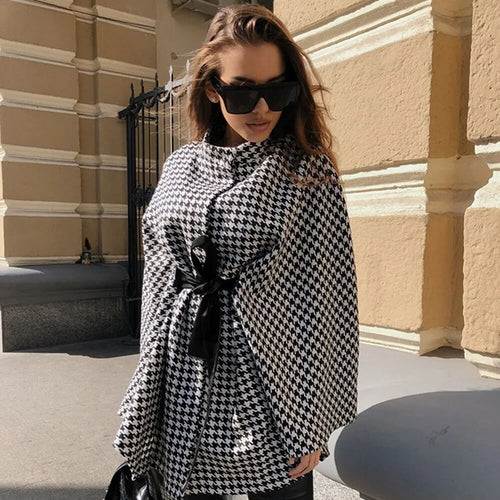 Cape Poncho à Carreaux Jade - XL