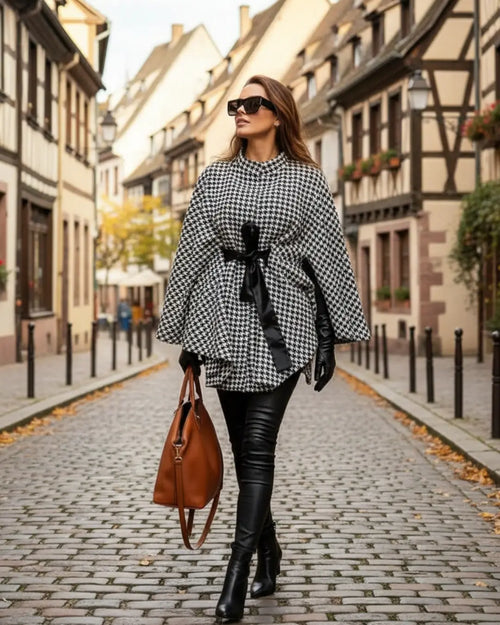 Cape Poncho à Carreaux Jade