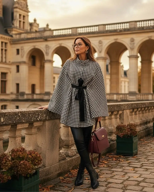 Cape Poncho à Carreaux Jade