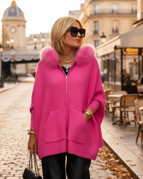 Cape-Veste à Capuche et Fausse Fourrure Ellyse