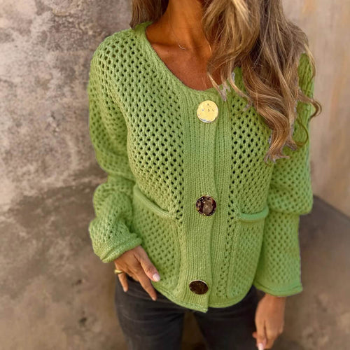 Cardigan en maille ajourée Edith - Vert / 34