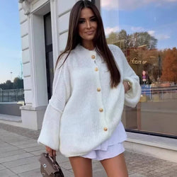 Cardigan Oversize à Manches Bouffantes Émilienne - Blanc / 34
