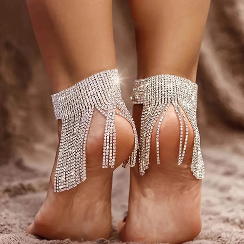 Chaîne de Cheville Strass et Franges Elanée