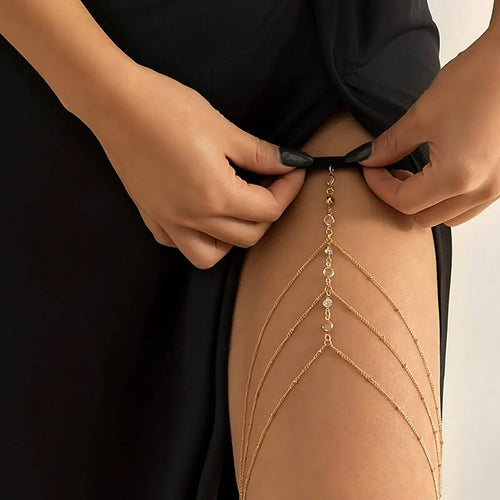 Chaîne de Cuisse Multi-Rangs à Strass Alba