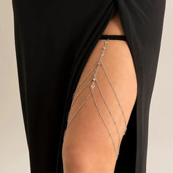 Chaîne de Cuisse Multi-Rangs à Strass Alba - Argent