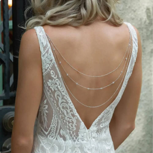 Chaîne de Dos Cascade Strass Acadie - Argent