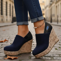 Chaussures Compensées Effet Liège Tyléane - Bleu / 35.5