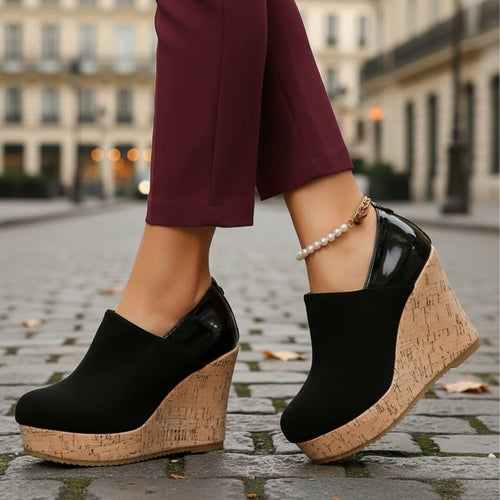 Chaussures Compensées Effet Liège Tyléane - Noir / 35.5