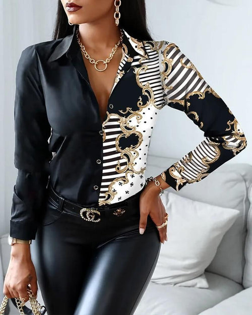 Chemise Bicolore Imprimé Léopard Seliane - Or / 34