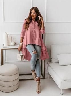 Chemise longue asymétrique à manches longues Apolline
