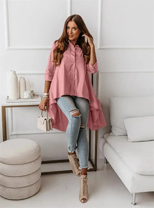 Chemise longue asymétrique à manches longues Apolline