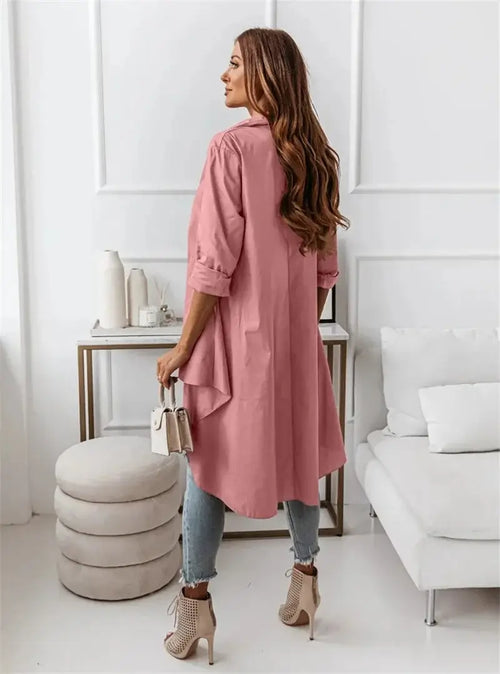 Chemise longue asymétrique à manches longues Apolline