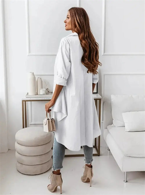 Chemise longue asymétrique à manches longues Apolline