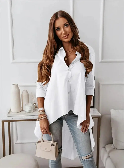 Chemise longue asymétrique à manches longues Apolline