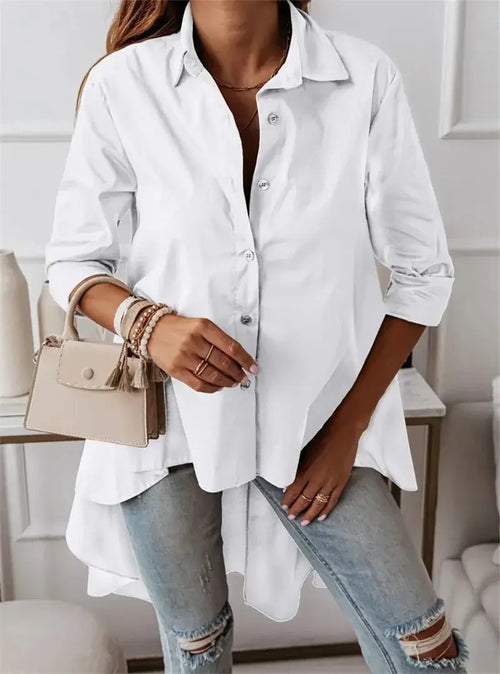 Chemise longue asymétrique à manches longues Apolline