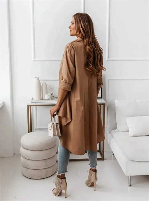 Chemise longue asymétrique à manches longues Apolline