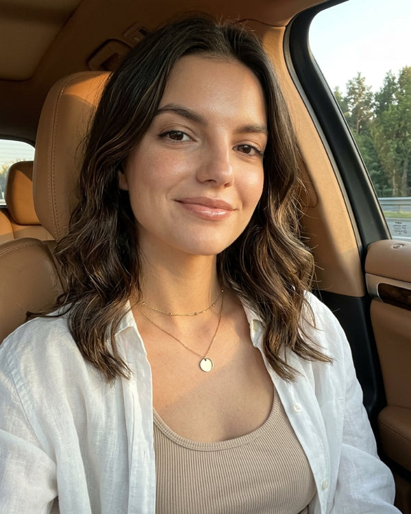 TESSA H. wearing the Thea Coin Layered Necklace