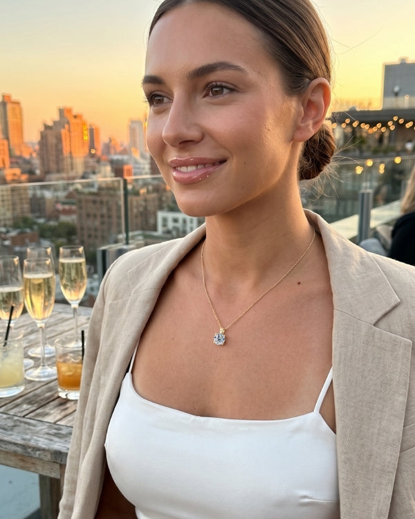 SCARLETT D. wearing the Estelle Solitaire Necklace