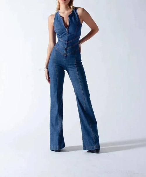 Combinaison en Jean Bootcut Dos Nu Arielle - Bleu / 34