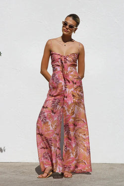 Combinaison Fluide Imprimé Graphique Solange - Rose / 34