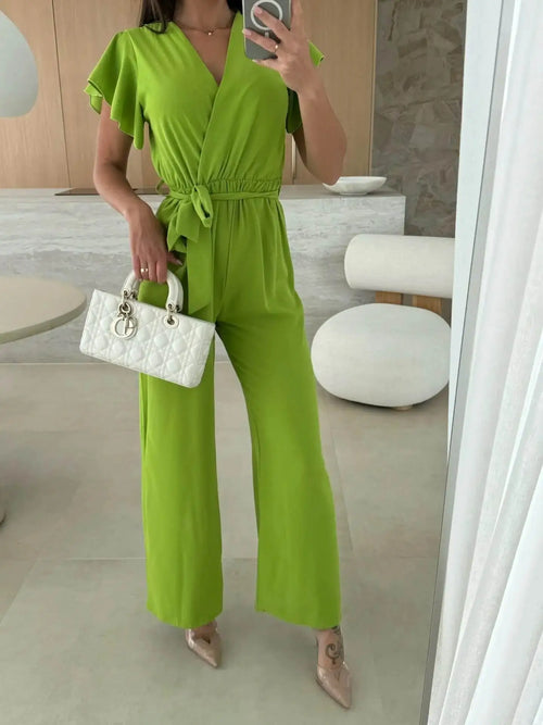 Combinaison Pantalon Cache-Cœur Ceinturée Adélaïde