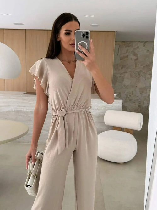 Combinaison Pantalon Cache-Cœur Ceinturée Adélaïde