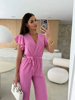 Combinaison Pantalon Cache-Cœur Ceinturée Adélaïde