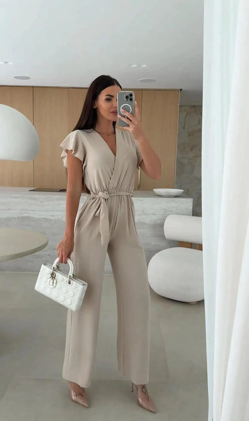 Combinaison Pantalon Cache-Cœur Ceinturée Adélaïde