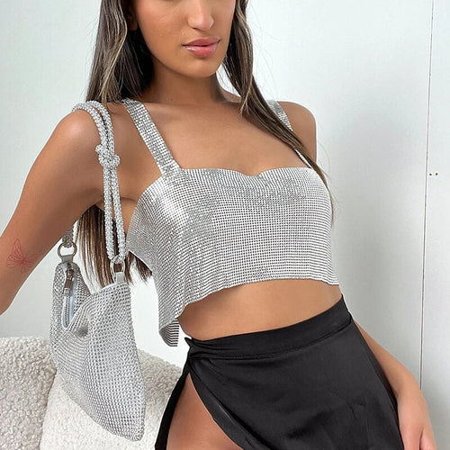 Crop Top de Soirée Métallisé Elinys