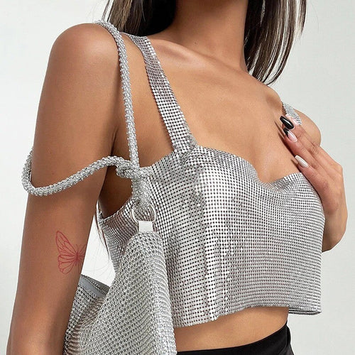 Crop Top de Soirée Métallisé Elinys