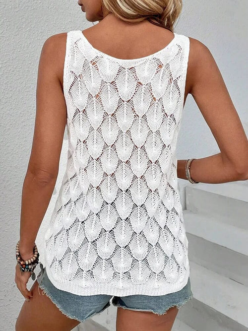 Débardeur en maille crochet ajourée Éloraine