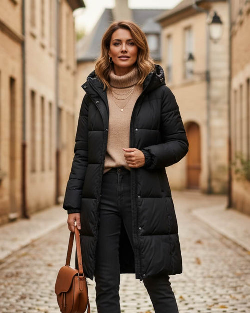 Doudoune Longue à Capuche Alyndra - Noir / 34