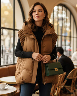 Doudoune Sans Manches à Capuche Zélyra - Marron / 34