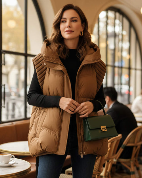 Doudoune Sans Manches à Capuche Zélyra - Marron / 34