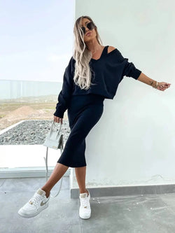 Ensemble 2 Pièces Robe Midi et Pull Large Angèle