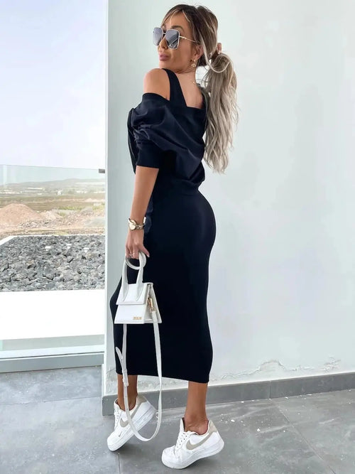 Ensemble 2 Pièces Robe Midi et Pull Large Angèle