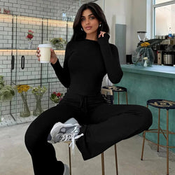 Ensemble 2 Pièces Top et Pantalon Évasé Selyra - Noir / 34