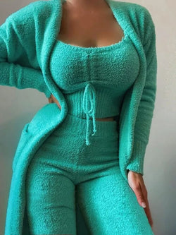 Ensemble 3 Pièces en Maille Zénithé - Turquoise / 34