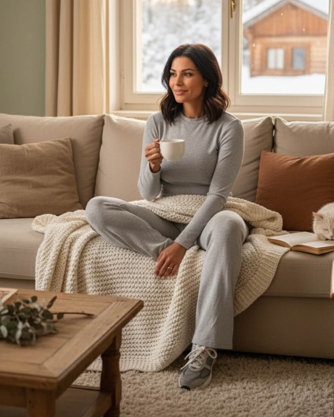 Ensemble Cocoon Aléane — Top Ajusté & Pantalon Évasé-Noir-